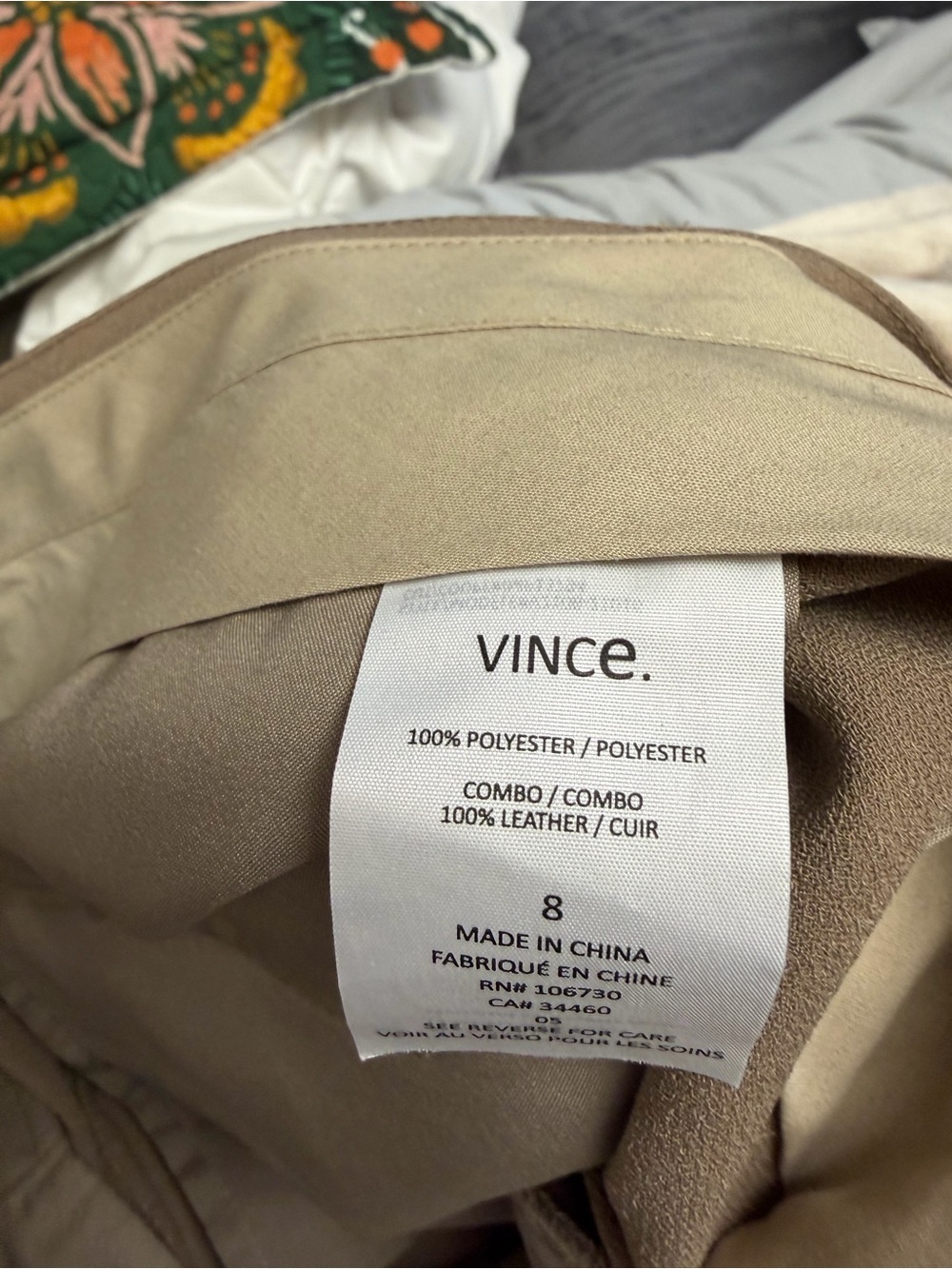 Vince Slim Tailored Ankle Trousers with leather accents - Beige - Picture 6 of 8